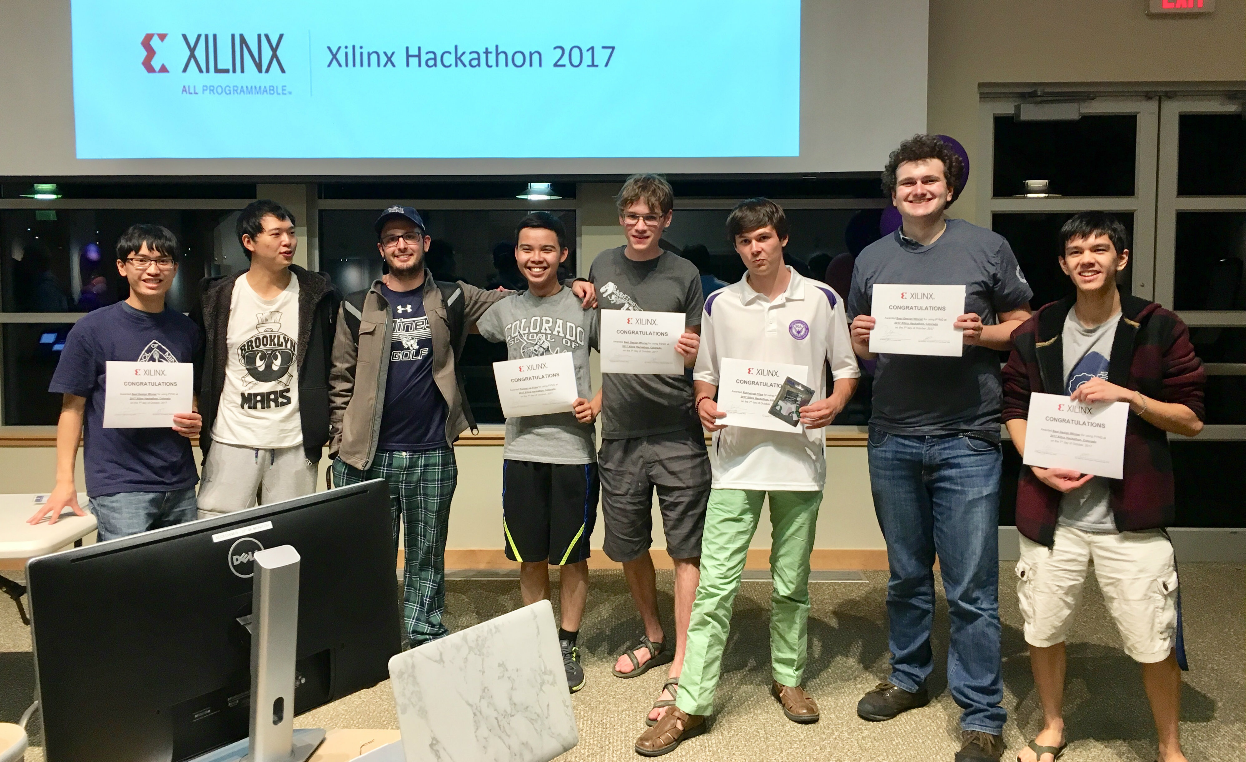 Colorado School of Mines students after winning the Xilinx Hackathon
